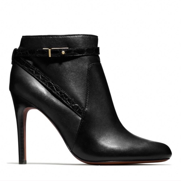 Coach Shoes - COACH Black Ursa Leather Heel Booties 6